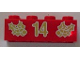 Part No: 3001pb055  Name: Brick 2 x 4 with Gold Holly and '14' Pattern