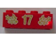 Part No: 3001pb058  Name: Brick 2 x 4 with Gold Holly and '17' Pattern