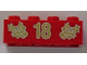 Part No: 3001pb059  Name: Brick 2 x 4 with Gold Holly and '18' Pattern