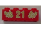 Part No: 3001pb062  Name: Brick 2 x 4 with Gold Holly and '21' Pattern
