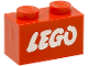Part No: 3004pb052  Name: Brick 1 x 2 with Lego Logo Open O Style White without Black Outline Pattern (Samsonite)