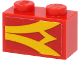 Part No: 3004pb234R  Name: Brick 1 x 2 with Yellow Stripes on Red Background Pattern Model Right Side (Sticker) - Set 40450