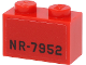 Part No: 3004pb235  Name: Brick 1 x 2 with Black 'NR-7952' Pattern on Both Sides (Stickers) - Set 40450