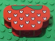 Part No: 30075pb02  Name: Slope, Curved 6 x 2 x 3 Triple with 8 Studs with White Flecks and Green Leaves (Strawberry) Pattern