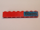 Part No: 3008pb084  Name: Brick 1 x 8 with Black 'Bistro' on Blue Background Pattern (Sticker) - Set 148
