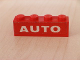 Part No: 3010pb062  Name: Brick 1 x 4 with White 'AUTO' Text on Red Background Pattern (Sticker) - Set 646