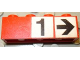 Part No: 3010pb177  Name: Brick 1 x 4 with Black Number 1 and Black Arrow on White Background Pattern (Stickers) - Set 148
