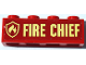Part No: 3010pb333  Name: Brick 1 x 4 with Bright Light Yellow Fire Logo Badge and 'FIRE CHIEF' Pattern (Sticker) - Set 60231