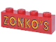 Part No: 3010pb375  Name: Brick 1 x 4 with Black and Bright Light Orange 'ZONKO'S' Pattern (Sticker) - Set 76457