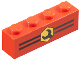 Part No: 3010px6  Name: Brick 1 x 4 with Black Stripes and Wrench Head in Yellow Hexagon Pattern