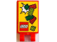 Part No: 30350bpb148  Name: Tile, Modified 2 x 3 with 2 Open O Clips with LEGO Logo and Red, Green, and Lime Bricks on Yellow Background Pattern (Sticker) - Set 60132