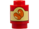 Part No: 3062pb091  Name: Brick, Round 1 x 1 with Orange Jelly Beans with Dark Orange Outlines on Bright Light Yellow Label with Reddish Brown Outline Pattern