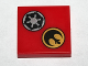 Part No: 3068pb0474  Name: Tile 2 x 2 with Black and Silver SW Imperial Logo, SW Rebel Alliance Symbol on Gold Circle Pattern