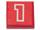 Part No: 3068pb2427  Name: Tile 2 x 2 with Number  1 Red with White Outline on Red Background Pattern (Sticker) - Set 6382