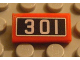 Part No: 3069pb0069  Name: Tile 1 x 2 with '301' Pattern (Sticker) - Set 10020