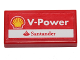 Part No: 3069pb0419  Name: Tile 1 x 2 with Shell 'V-Power' and Santander Logo Pattern (Sticker) - Set 40190