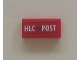 Part No: 3069pb0828  Name: Tile 1 x 2 with 'HLC' Heart 'POST' and Black Lines Pattern (Sticker) - Set 41310