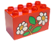 Part No: 31111pb015  Name: Duplo, Brick 2 x 4 x 2 with 2 Flowers White Daisies Pattern