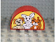 Part No: 31213pb021  Name: Duplo, Brick 2 x 4 x 2 Slope Curved Double with Dog, Cat, and Bunny / Rabbit on Yellow Background Pattern