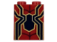 Part No: 3245cpb247  Name: Brick 1 x 2 x 2 with Inside Stud Holder with Dark Blue and Gold Spider and Dark Red Web Pattern (BrickHeadz Iron Spider-Man Torso)
