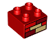 Part No: 3437pb042  Name: Duplo, Brick 2 x 2 with Red, Dark Red, and Tan Bricks Pattern