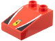 Part No: 35114pb005  Name: Duplo, Brick 3 x 2 Slope 33 with Ferrari Logo, White Stripes, Black Triangles Pattern