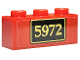 Part No: 3622pb147  Name: Brick 1 x 3 with Gold '5972' and Border on Black Background Pattern (Sticker) - Set 76423