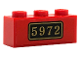 Part No: 3622pb165  Name: Brick 1 x 3 with Gold '5972' and Border on Black Background, Small Pattern (Sticker) - Set 76450