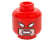Part No: 3626cpb1469  Name: Minifigure, Head Female Mask with White Eyes over Light Nougat Face, Red Lips, Clenched Teeth Pattern (Captain Marvel) - Hollow Stud