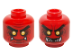 Part No: 3626cpb1488  Name: Minifigure, Head Dual Sided Alien Black Eyebrows, Yellow Eyes, Dark Red Spots, 2 Fangs, Closed Mouth / Open Mouth Teeth Pattern - Hollow Stud
