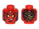 Part No: 3626cpb1640  Name: Minifigure, Head Alien Lava Monster with Yellow Eyes, Black Rocks, and Lopsided Grin with Teeth Pattern - Hollow Stud