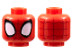 Part No: 3626cpb2951  Name: Minifigure, Head Alien with Spider-Man Dark Red Webbing, Large White Eyes with Light Bluish Gray Edges and Black Borders Pattern - Hollow Stud