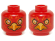 Part No: 3626pb1146  Name: Minifigure, Head Dual Sided Alien Chima Phoenix Orange Eye Circles and Feathers, Yellow Eyes, Beak, Surprised / Stern Pattern (Flinx)