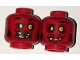 Part No: 3626pb1631  Name: Minifigure, Head Dual Sided Alien Black Eyebrows, Yellow Eyes, Dark Red Spots, Broken Fangs, Goofy Open Smile Teeth / Closed Mouth Pattern