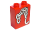 Part No: 4066pb164  Name: Duplo, Brick 1 x 2 x 2 with Chains and Hook Pattern