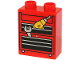Part No: 4066pb815  Name: Duplo, Brick 1 x 2 x 2 with Tool Trolley with Black Drawers, Yellow Electric Drill and Silver Wrench Pattern