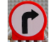 Part No: 41970pb03  Name: Duplo, Brick 1 x 2 x 2 Round Top Road Sign with Right Turning Arrow Pattern