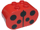 Part No: 4198pb56  Name: Duplo, Brick 2 x 4 x 2 Rounded Ends with Black Line and Circles Ladybug Body Pattern