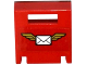 Part No: 4346pb32  Name: Container, Box 2 x 2 x 2 Door with Slot with Envelope with Wings on Red Background Pattern  (Sticker) - Set 60100