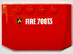 Part No: 52031pb203  Name: Wedge 4 x 6 x 2/3 Triple Curved with Fire Logo Badge and White 'FIRE 70813' Pattern (Sticker) - Set 70813