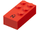 Part No: 60332pb02  Name: Brick, Braille 2 x 4 with 5 Studs with Black Capital Letter N with Tilde (Ñ) Pattern (dots-12456 ⠻) (Spanish, Guarani)