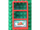 Part No: 6160c03pb09  Name: Window 1 x 4 x 6 with 3 Panes with Fixed Trans-Light Blue Glass with Pizza Pointing Right Pattern (Sticker) - Set 4556