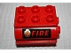 Part No: 6429pb04  Name: Duplo Container Water Container with 'FIRE' Text and Fire Logo on Black Pattern