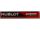 Part No: 6636pb151L  Name: Tile 1 x 6 with 'HUBLOT' and 'pakelo lubricants' Pattern Model Left Side (Sticker) - Set 75908