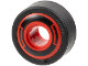 Part No: 6683c01pb01  Name: Wheel 11mm D. x 8mm with Center Groove, 8 Spokes and Smooth Side with Black Circle and Arcs Pattern with Black Tire 14mm D. x 6mm Solid Smooth (6683pb01 / 50945)