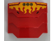 Part No: 66955pb006  Name: Wedge 4 x 3 Stepped No Studs with Bright Light Orange Flames, Black Lines and Gold Circles Pattern (Sticker) - Set 71780
