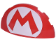 Part No: 6957pb02  Name: Brick, Round 3 x 6 x 1 Dome Half with Super Mario Logo Capital Letter M on White Oval Pattern