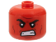 Part No: 79435pb09  Name: Minifigure, Head, Modified Giant Black Bushy Eyebrows, Dark Red Cheek Lines, Chin Dimple, and Furrowed Brow, Open Mouth Gritted Teeth Pattern