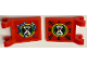 Part No: 80326pb025L  Name: Flag 2 x 2 Square with Flared Edge with Hourglass in Bright Green and Yellow Circles, Blue, White and Medium Azure Vines and Black Stripes Pattern on Both Sides Model Left Side (Stickers) - Set 71461