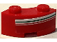 Part No: 85080pb06R  Name: Brick, Round Corner 2 x 2 Macaroni with Stud Notch and Reinforced Underside with Red and Green Lines on White Stripe Pattern Model Right Side (Sticker) - Set 75889
